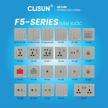 Ổ Cắm Công Tắc CLISUN F5-SERIES/xám xước