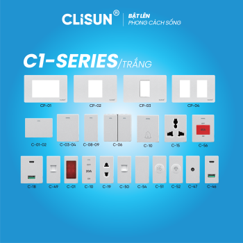 Ổ Cắm Công Tắc CLISUN (Dòng Chữ Nhật) C-SERIES/trắng